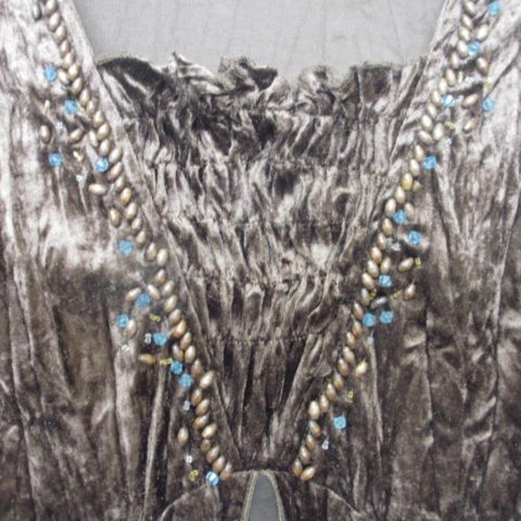 Temptation Italy Brown Velvet Boho Gypsy Lace Trim 2 Piece Top and Skirt - Picture 2 of 16